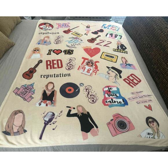 Retired Taylor Swift Album Collage Blanket Sft Fleece Throw Reputation Red 1989 - Picture 1 of 15